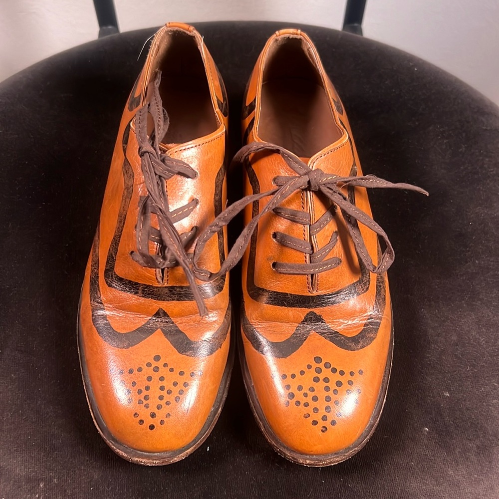 Esquivel Cognac Leather Handpainted Brogues Women’s 7